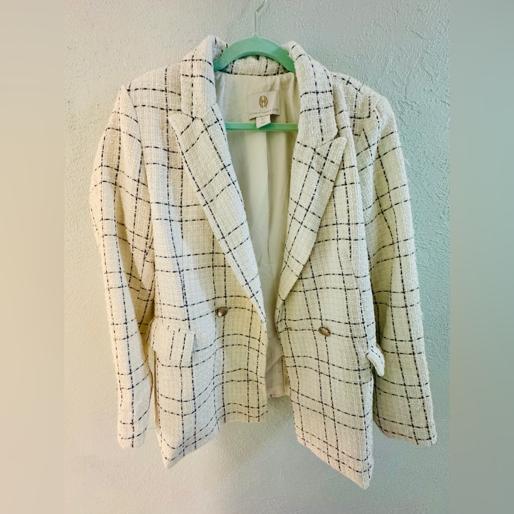 House of Harlow 1960 Cream and Black Textured Jacket